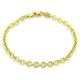 14K Yellow Gold 4Mm Rolo Link Bracelet 7 by Netaya