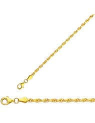 7" 10K Yellow Gold 2.75mm (1/10") Polished Solid Diamond Cut Royal Rope Chain w/ Pear Shape Clasp