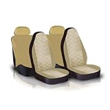 Car Seat Cover Full Set Diamond Pattern Beige and Black