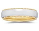 6 mm Two Toned Yellow Milgrain Edge Comfort-Fit Men's Wedding Band in 14k Two-Tone Gold