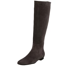 Delman Women's Dagmar Tall Shaft Flat Boot,Grey Suede,6 M