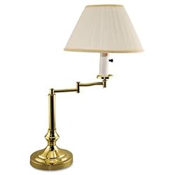 Ledu L561BR Lacquered, Solid Brass Swivel Arm Lamp, Mushroom Shade, 20 High