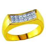 Image of 0.65 Carat F/VS1 Princess Certified Diamond Wedding Ring in 18ct Solid Yellow Gold
