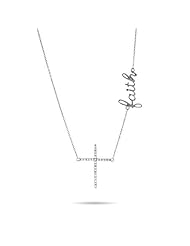 Sterling Silver and CZ Faith Cross Necklace