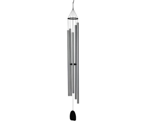 Windsinger Chimes of Hera - Black Powder-Coated Aluminum, 5 Brushed Silver Tubes