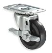 Industrial Grade 1UHU1 Swivel Caster w/Brake, 5 In, 125 Lb, Rubber