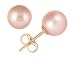 All Natural 7-7.5mm Pink Freshwater Pearl Earrings in 14K Yellow Gold