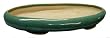 Shallow oval bonsai planter / pot - chinese ceramic, green glaze