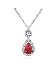 2.65Ct Pear Shaped Ruby & VS Diamond Accented Pendant 18k Gold