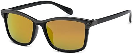 Classic Retro Mirrored Revo Square Womens Fashion Sexy Hot Sunglasses (Black Orange, Transparent)