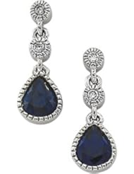05.00 X 04.00 Mm Pair 14K White Gold Sapphire & Diamond Earrings