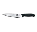 Victorinox Cutlery 7-1/2-Inch Wavy Edge Chef's Knife, Black Fibrox Handle