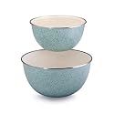 Paula Deen 2 Piece 1.5 Quart and 3 Quart Enamel on Steel Mixing Bowl Set, Blue