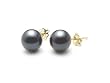 AAA Quality Round 6-6.5mm Akoya SaltWater cultured Black Pearl Earrings with 14K Yellow Gold Mount