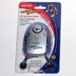 Suprema Radio Action FM Autoscan Portable Fitness Radio with Earphones and Built in Penlight - Silver / Purple
