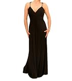 Blue Banana Black Diamante Strap Long Evening Dress