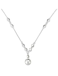 Sterling Silver 18in Polished & Textured Fancy Round Drop Necklace