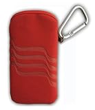 Universelle Handytasche / Rubbercase / Schutzhülle für Nokia X6 16GB, X6, N97mini, 5230, 5800 Navigation Edition, 6760 Slide, 6790 Surge, 5530 XpressMusic, E72, E52, 5730 XpressMusic, 5030 XpressRadio, N86 8MP, E75, E55, 6710 Navigator, 5630 XpressMusic, 6700 Classic, 6303 Classic - Farbe: rot - inklusive Original arcotec Handybändchen / Schlüsselband