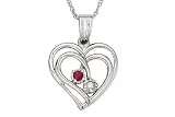 1/10 Carat Ruby and Diamond 14K White Gold Pendant w/Chain