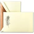 Engraved Peacock Feather Ecruwhite Correspondence Cards
