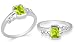 Radiant Cut Peridot Ring Sterling Silver