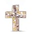 Yellow/Brown Mother of Pearl Mosaic Cross Pendant