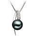 PearlsOnly Destina Black 7-8mm AA Japanese Akoya Sterling Silver Pearl Pendant