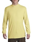 Upscale Men's Long Sleeve 100% Cotton Interlock Knit Mock Turtleneck Shirt - Yellow