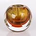 Hand Blown Golden Amber Sommerso Art Glass Candle Holder 4 tall
