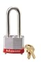 Master Lock 3LHRED Safety Lockout Keyed Different Padlock 1-9/16-Inch Body with 2-Inch Extra Length Shackle, Red Bumper
