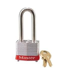 Master Lock 3LHRED Safety Lockout Keyed Different Padlock 1-9/16-Inch Body with 2-Inch Extra Length Shackle, Red Bumper