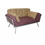 Elite Products Mali Convertible Twin Futon with Silver Metal Frame