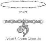 Sterling Silver Dolphin Charm Flat Cable Anklet