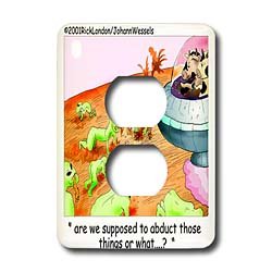 Londons Times Funny Cow Cartoons - Alien Cow Abduction - Light Switch Covers - 2 plug outlet cover