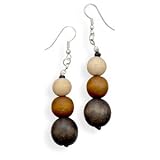 Graduated Wood Bead French Wire Earrings