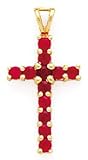 14k Gold & Ruby Cross Pendant (0.90ctw).
