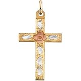 14K Three Tone Gold Children's Cross Pendant