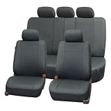 FH-PU007115 Deluxe Leatherette Car Seat Covers, Airbag compatible and Rear Split, Gray color