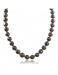 Sterling silver 11-12mm dyed chocolate freshwater cultured pearl necklace, 18"