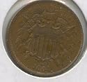TWO CENT PIECE COIN 1864 LARGE MOTTO, CIVIL WAR ERA--AU CONDITION