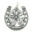 Horseshoe & Four Leaf Clover Pendant in Sterling Silver, #9035