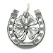 Horseshoe & Four Leaf Clover Double Luck Pendant in Sterling Silver, #9035