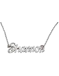 Name Necklaces Shannon - Personalized Necklace White Gold Plated 18K, Belcher Chain, 2mm Thick