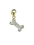 14k Choice of White or Yellow Gold Diamond Dog Bone Charm (1/10 cttw, I Color, I2 Clarity)