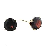 10K 6mm. Yellow Gold Garnet Stud Earrings