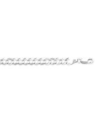 14K 24" White Gold 4.7mm Polish Diamond Cut Comfort Curb Chain With Lobster Clasp