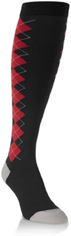 Unisex Red and Black Argyle Over the Calf Knee High Socks