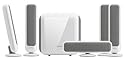 Infinity PHI 51 5.1 Heimkinosystem (Satelliten 100 Watt, Center 100 Watt, Bass-Reflex Subwoofer 100 Watt) weiß