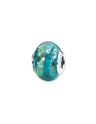 Sterling Silver Aqua/Gold Italian Murano Glass Charm