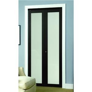 Home Decor Innov 247236 3030 Series Wood Framed Espresso Laminated Frosted Glass Bi-fold Door
